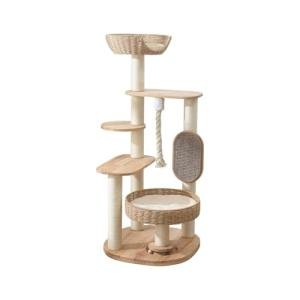 Wooden Cat Tree Tower with Scratching Post