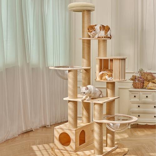 Lazyworm Luxury Multi-Level Solid Wood Cat Tree