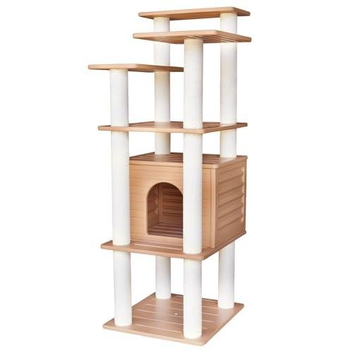 62” Tall Weatherproof Cat Tree for Indoor/Outdoor