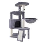 Cozy Three-Tier Cat Tree with Hammocks, Grey