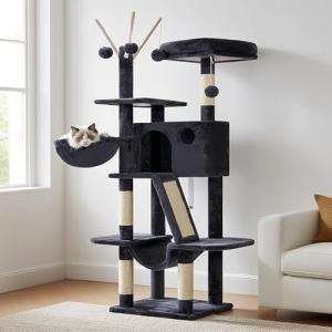 53-Inch Cat Tree Tower with Condo and Hammocks