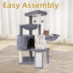 Cozy Three-Tier Cat Tree with Hammocks, Grey