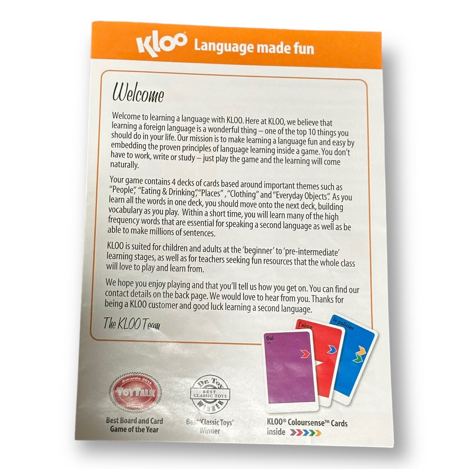 KLOO Race to Madrid Spanish Language Board Game