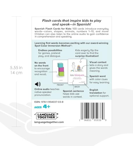 Spanish Flash Cards for Kids: 100 Essential Words