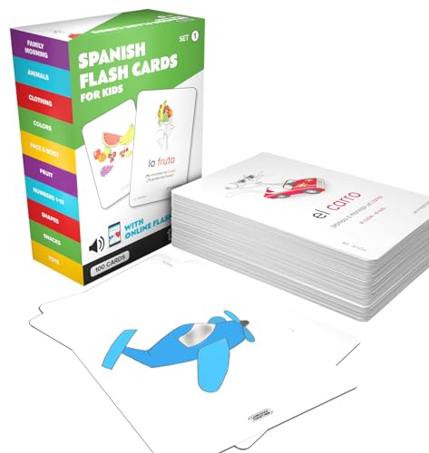 Spanish Flash Cards for Kids: 100 Essential Words