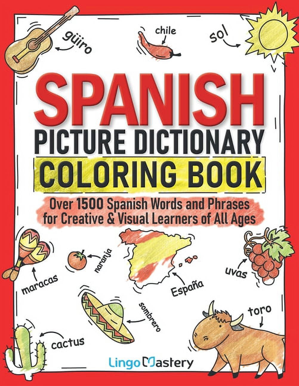 Spanish Picture Dictionary Coloring Book for All Ages