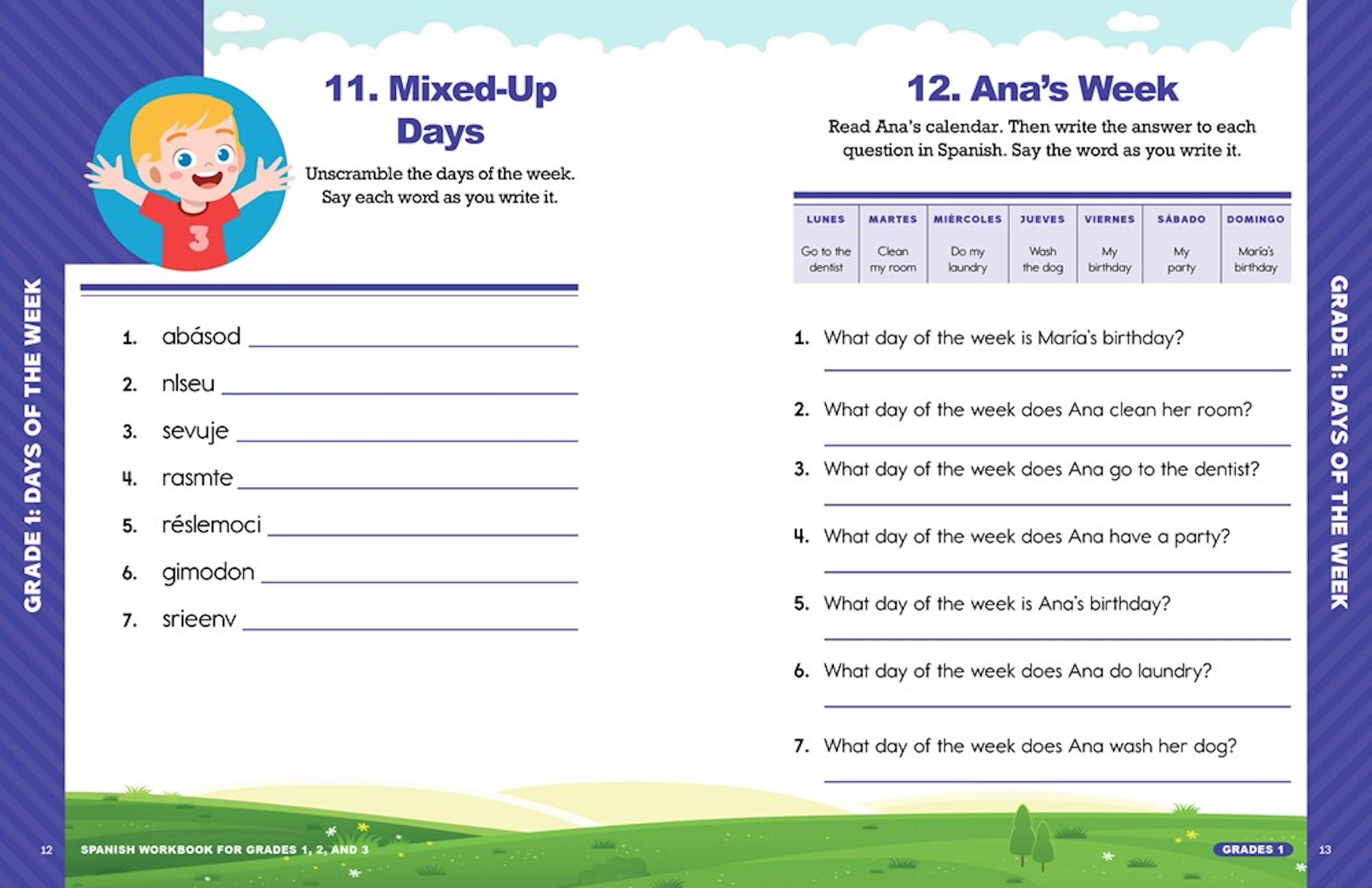 Spanish Workbook: Fun Exercises for Kids 6-9