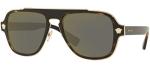 Versace Havana Square Sunglasses with Grey Mirror Lens