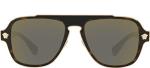 Versace Havana Square Sunglasses with Grey Mirror Lens