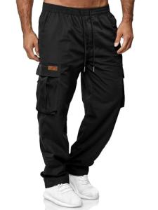 Men's Wide Leg Black Hiking Pants with Pockets