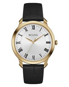Bulova Men's Classic Quartz Black Leather Watch