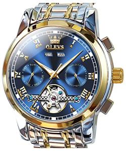 OLEVS Men's Blue Automatic Tourbillon Stainless Steel Watch