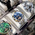 OLEVS Men's Blue Automatic Tourbillon Stainless Steel Watch