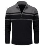Men's Striped Turtleneck Golf Pullover Sweater