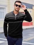 Men's Striped Turtleneck Golf Pullover Sweater