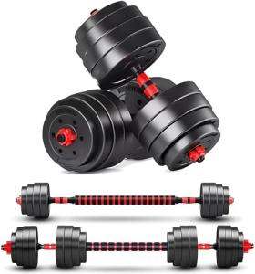 BCBIG 80lb Adjustable Dumbbell and Barbell Set