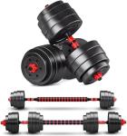 BCBIG 80lb Adjustable Dumbbell and Barbell Set