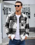 COOFANDY Men's Lightweight Flannel Plaid Shirt Jacket