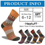 Heatuff Men's Thick Thermal Wool Socks - 5 Pairs