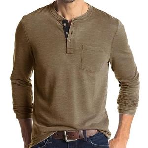 Olidarua Men's Casual Long Sleeve Henley Shirt