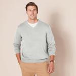 Men's V-Neck Pullover Sweater, Light Grey Heather