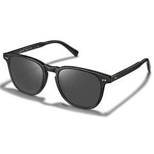 CARFIA Black Retro Polarized Sunglasses for Men