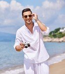 COOFANDY Men's Long Sleeve Cotton Henley Shirt