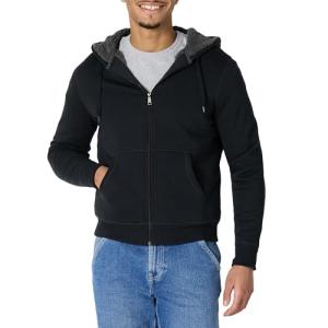 Men's Sherpa-Lined Full-Zip Hoodie in Black