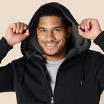 Men's Sherpa-Lined Full-Zip Hoodie in Black