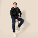 Men's Sherpa-Lined Full-Zip Hoodie in Black