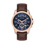 Armani Exchange Men's Brown Leather Chronograph Watch