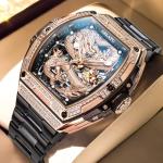 OLEVS Men's Skeleton Dragon Mechanical Watch - Gold Rose