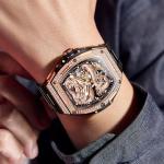 OLEVS Men's Skeleton Dragon Mechanical Watch - Gold Rose