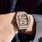 OLEVS Men's Skeleton Dragon Mechanical Watch - Gold Rose