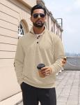 Men's Casual Khaki Quarter Button Sweatshirt