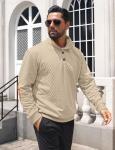 Men's Casual Khaki Quarter Button Sweatshirt