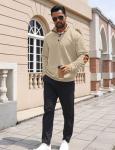 Men's Casual Khaki Quarter Button Sweatshirt