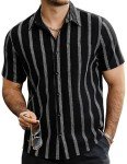 VATPAVE Men's Summer Striped Button Down Hawaiian Shirt
