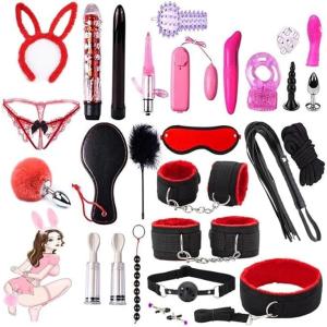 Red 28-Piece Bondage Straps and Cuffs Set