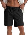 Sailwind Men's Black Linen Casual Beach Shorts