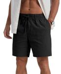 Sailwind Men's Black Linen Casual Beach Shorts