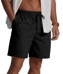 Sailwind Men's Black Linen Casual Beach Shorts