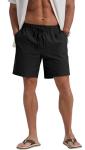 Sailwind Men's Black Linen Casual Beach Shorts