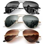 Classic Aviator Sunglasses for Men - Polarized 3-Pack