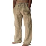 Men's Loose Fit Cotton Linen Summer Beach Pants