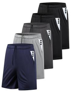 Men's 5 Pack Athletic Gym Shorts with Pockets