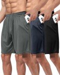 3 Pack Men's Quick-Dry Basketball Gym Shorts