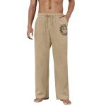 Men's Loose Fit Cotton Linen Summer Beach Pants