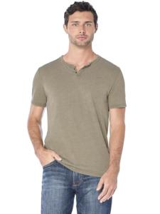 Lucky Brand Men's Dark Olive Notch Neck Tee