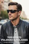 SIPLION Polarized Sunglasses Men Sports: UV400 Protection Anti-Slip Wrap-Around TR90 Frame for Driving Fishing Golf Running (Black Frame/Black Lens(not Mirrored))